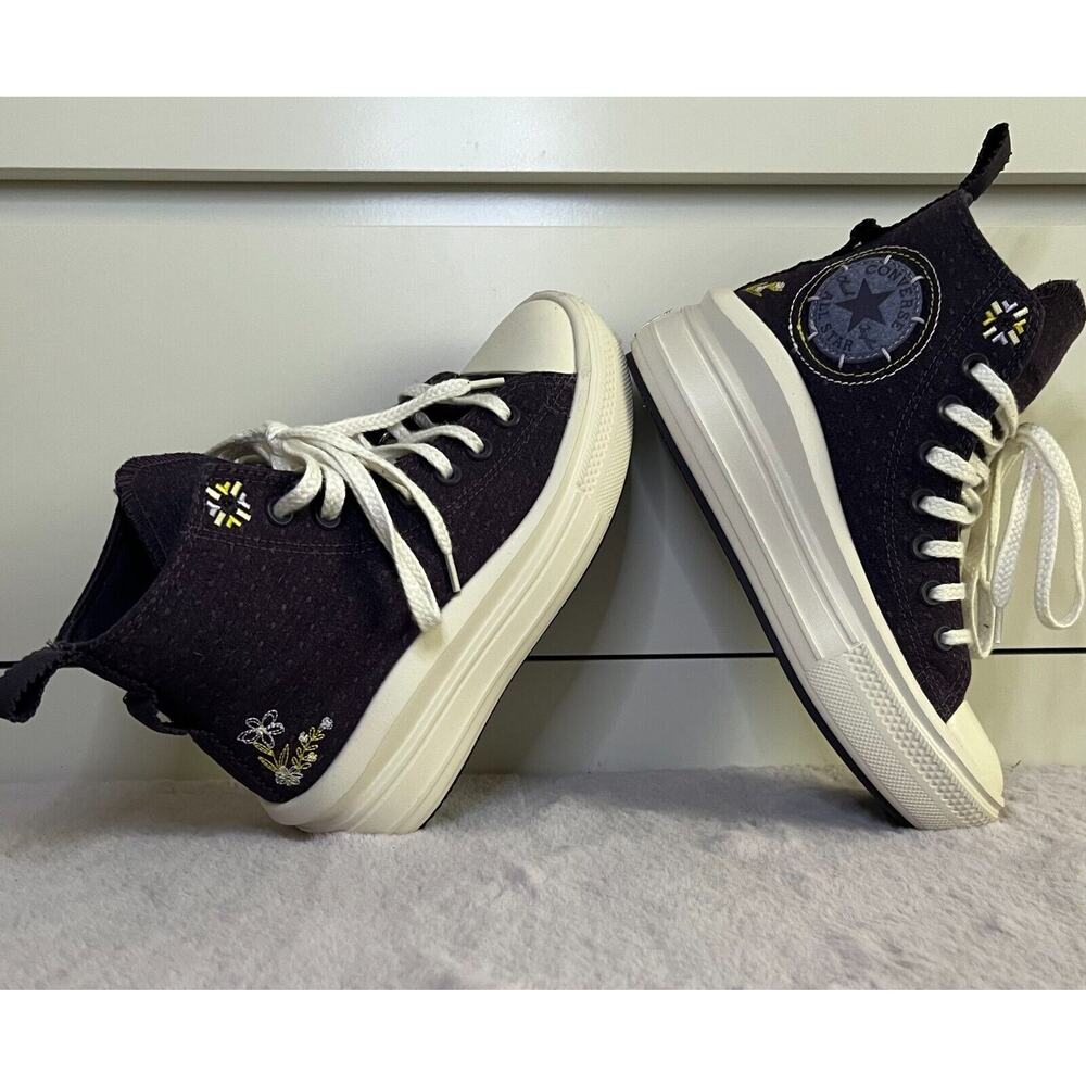 Converse Move Platform High Shoes Blue w/ Lilac Canvas Casual (Women's 7)